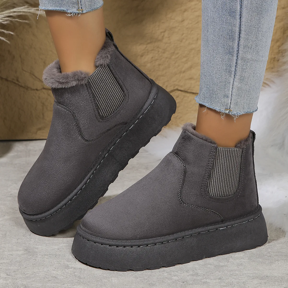 Botas de tacón plano con punta redonda para mujer, calzado australiano de diseñador de lujo, zapatos bajos hasta el tobillo, talla grande S, invierno, 2024