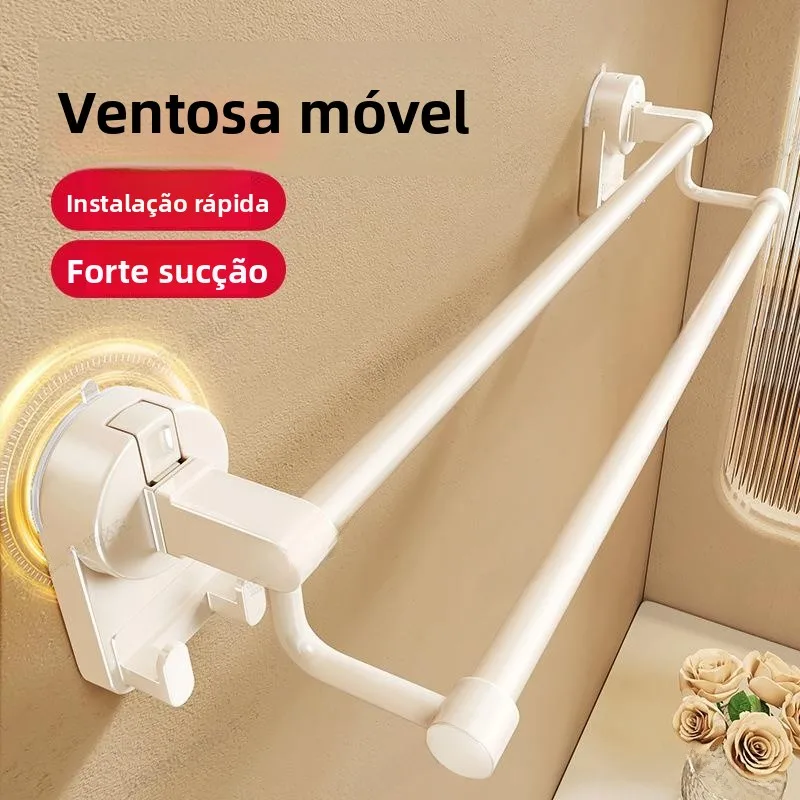 強力な吸盤付きバスルームタオルラック壁掛け収納棚トイレットペーパーホルダーオーガナイザー穴あけ不要