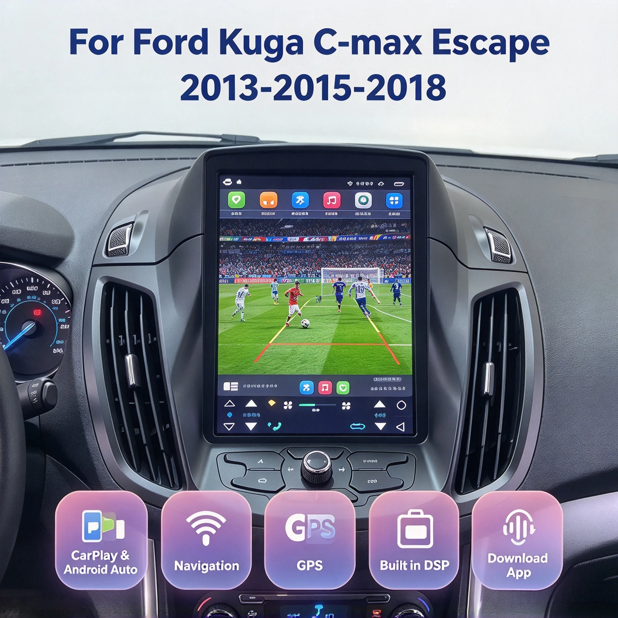 Car Multimedia Audio Player Network Navigation IPS SCREEN For Ford Kuga C-Max 2014 2013 2012  Radio Android 14 Stereo GPS