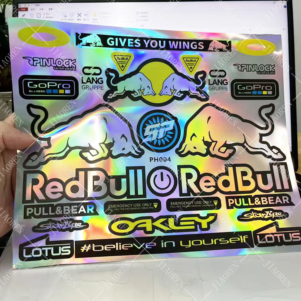 عيد الميلاد الليزر ريد بول دراجة نارية الشارات خوذة ملصقات كيت