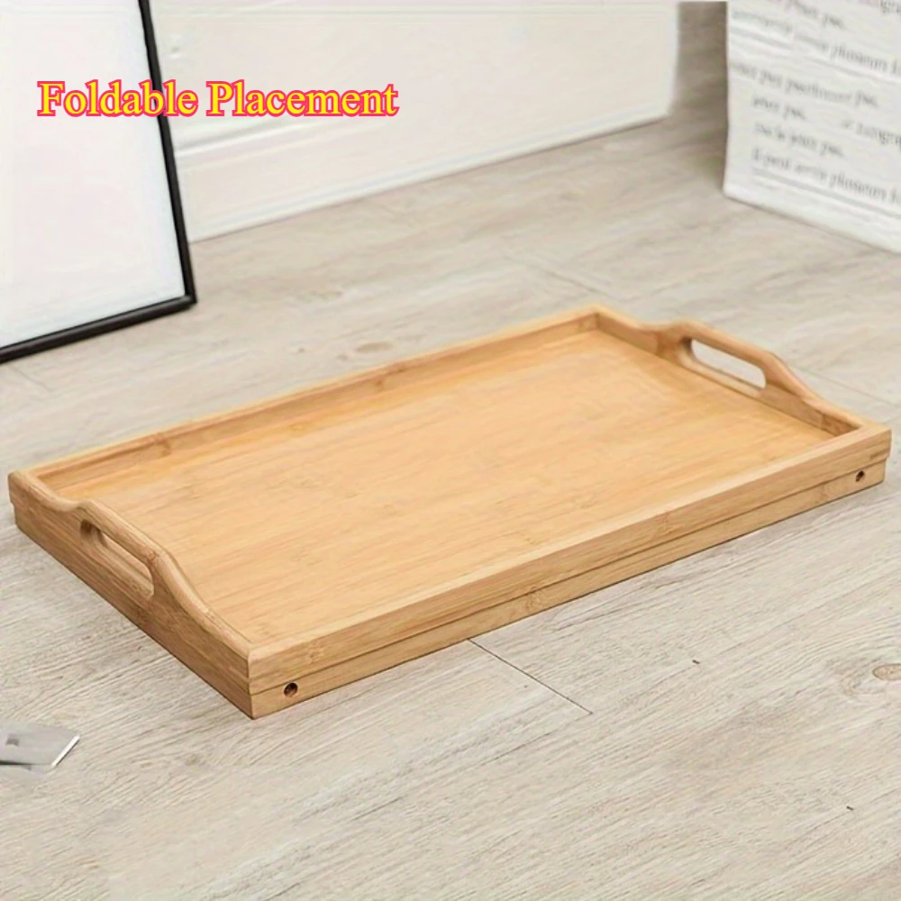 Snack Tray Wooden Tray on The Bed Snack Storage Table Portable Foldable Bamboo Table Large Capacity Foldable Bed Dining Table