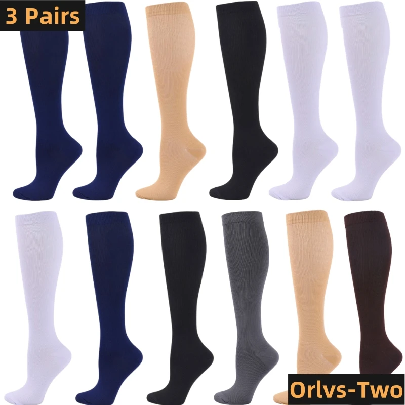 3 Pair Compression Socks Knee High Varicose Veins Stockings Men Women Sport Socks Anti Fatigue Pain Relief Compression Stockings