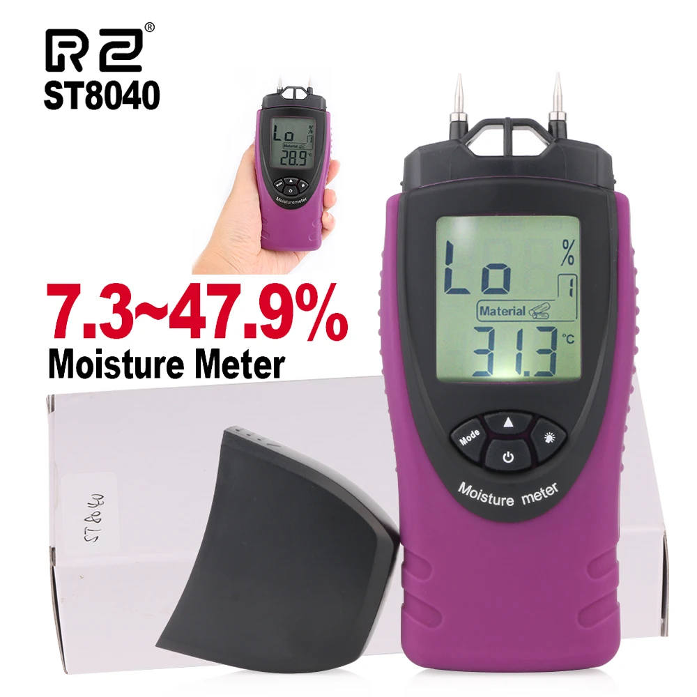 

RZ 2 Pins Wood Moisture Meter/Hygrometer Paper Humidity Tester Timber Damp Detector 7.3~47.9% Wood Materials Moisture Tester