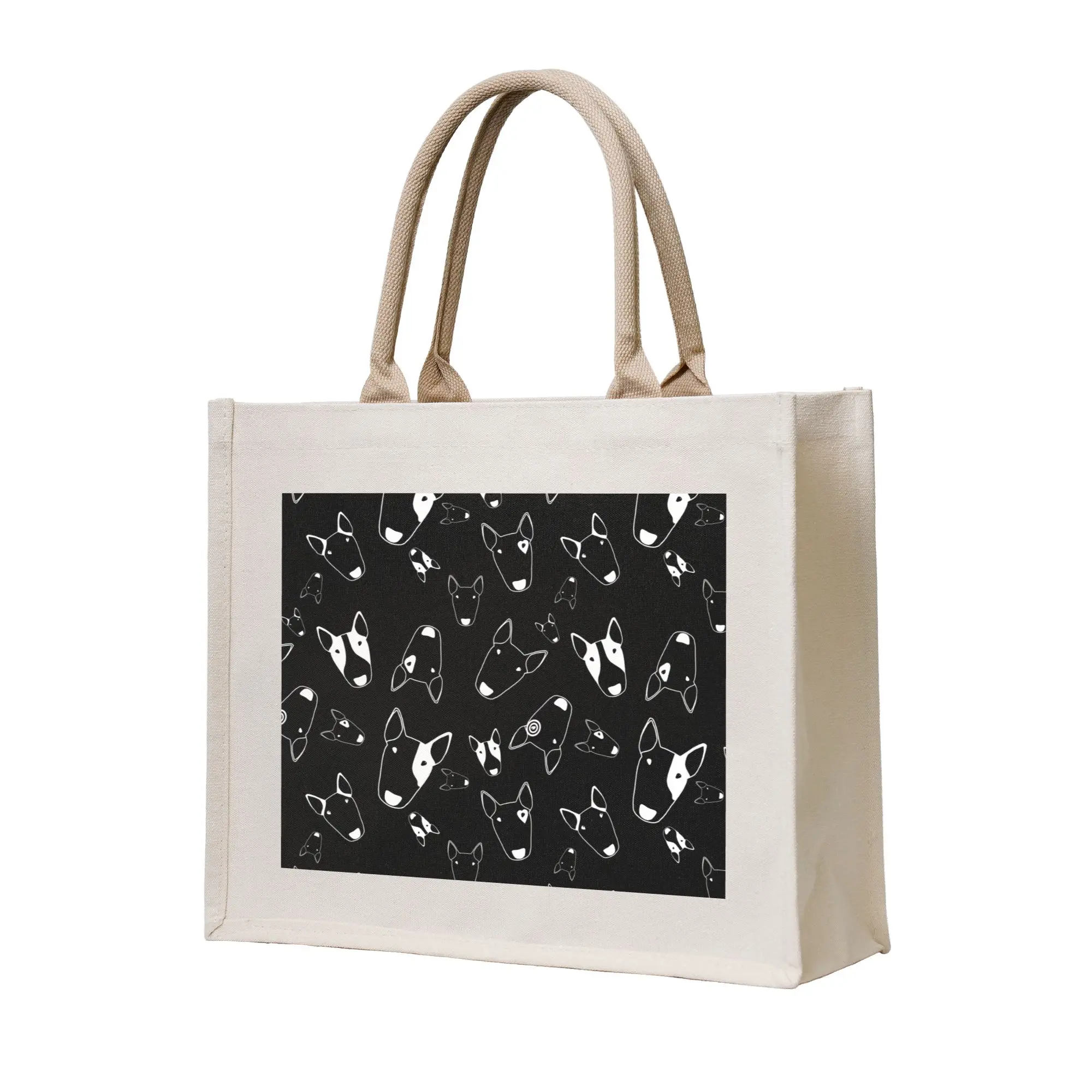 Custom Ghost Bullies  Shopping Bag Women Portable Large Capacity Grocery Bull Terrier Dog Creative  Shopper Tote Bags