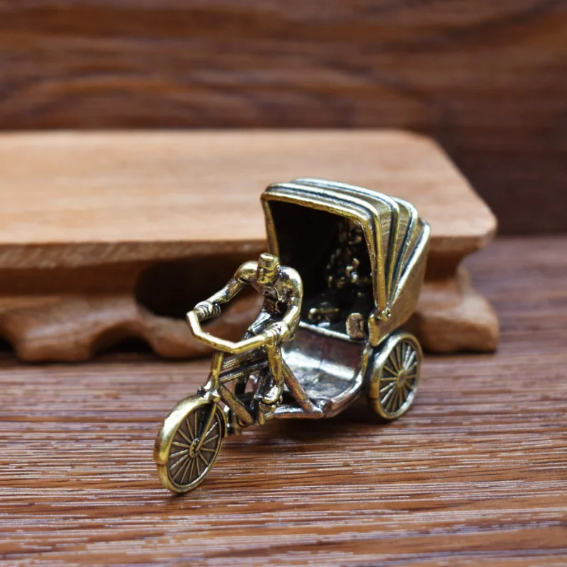 Brass Old Shanghai Rickshaw Ride Retro Vintage Craft Creative Decoration Ornament