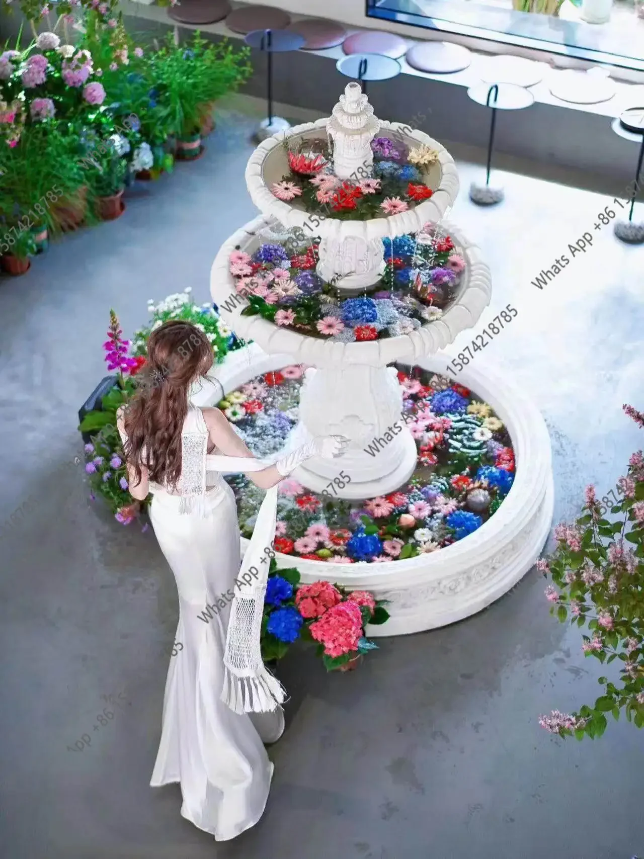 XX European-style Flowing Water Fountain Flower Pot Shape Villa Courtyard Real Estate Square Decoration Sculpture Ornament