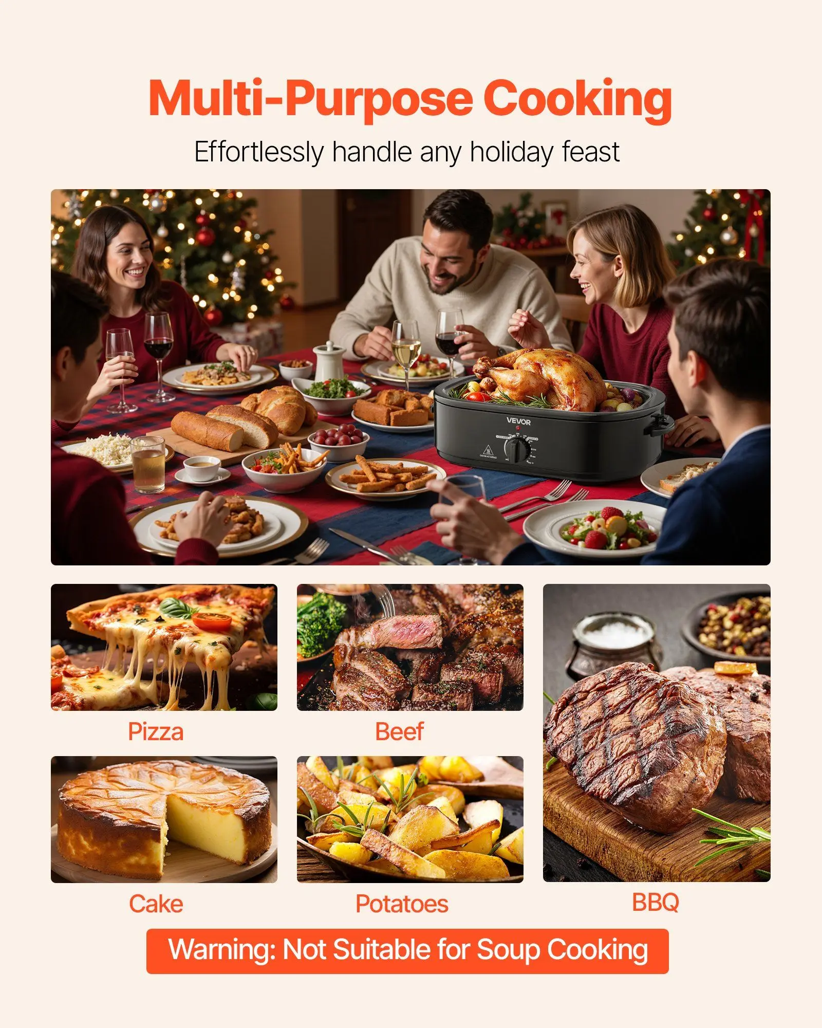 فرن شواء كهربائي 18QT مع غطاء ذاتي التغطية 150-450 ° F درجة حرارة قابلة للتعديل وإزالة الصقيع/مقلاة كهربائية غير لاصقة قابلة للإزالة #6