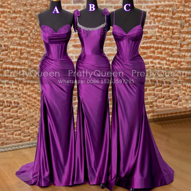 

Luxury Beaded Bridesmaid Dresses Mermaid Long Customized Spaghetti Straps Sleeveless Wedding Party Dress Maid Of Honor