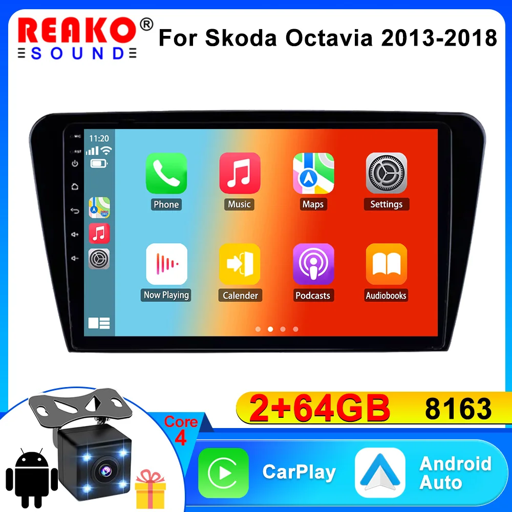 

REAKOSOUND 2 Din Car Radio Android 12 For Volkswagen Skoda Octavia 2013-2018 Multimedia Video Player Carplay Auto Navigation GPS