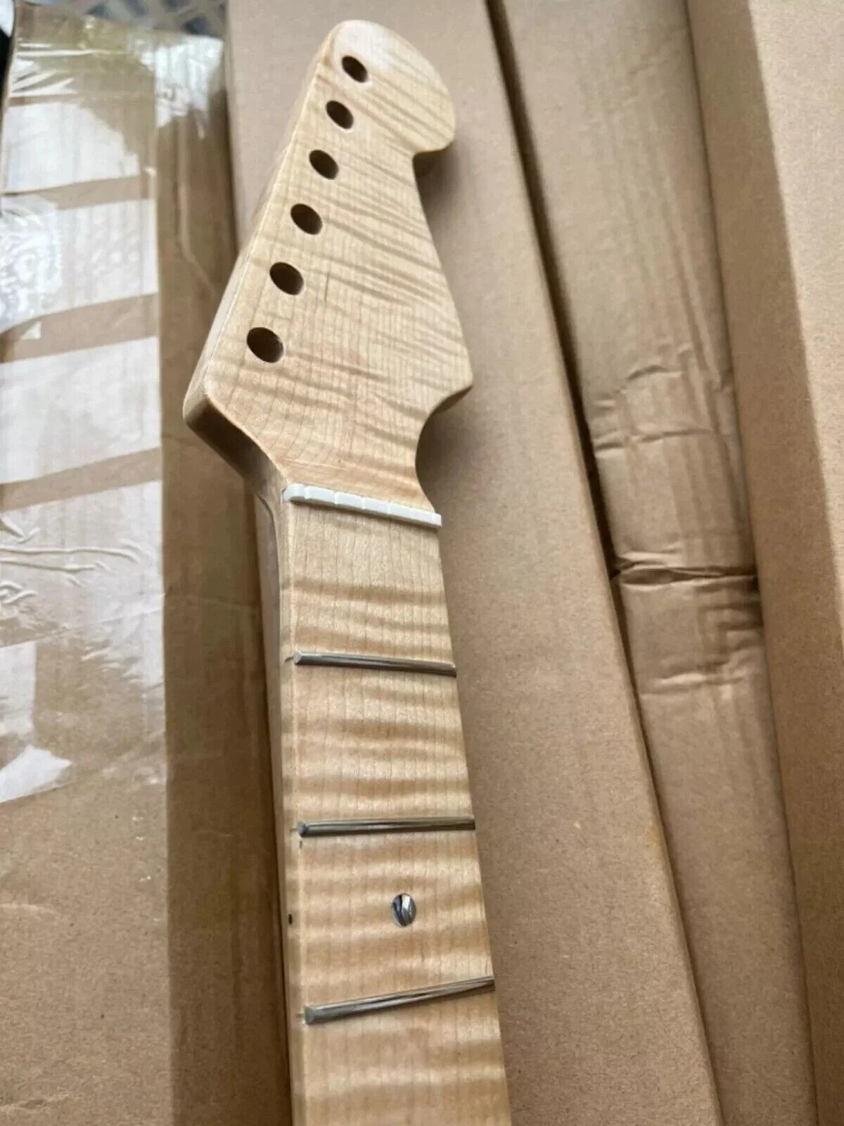 

21 Fret Roasted Flame Maple Electric Guitar Neck 25.5 " for Replacement DIY