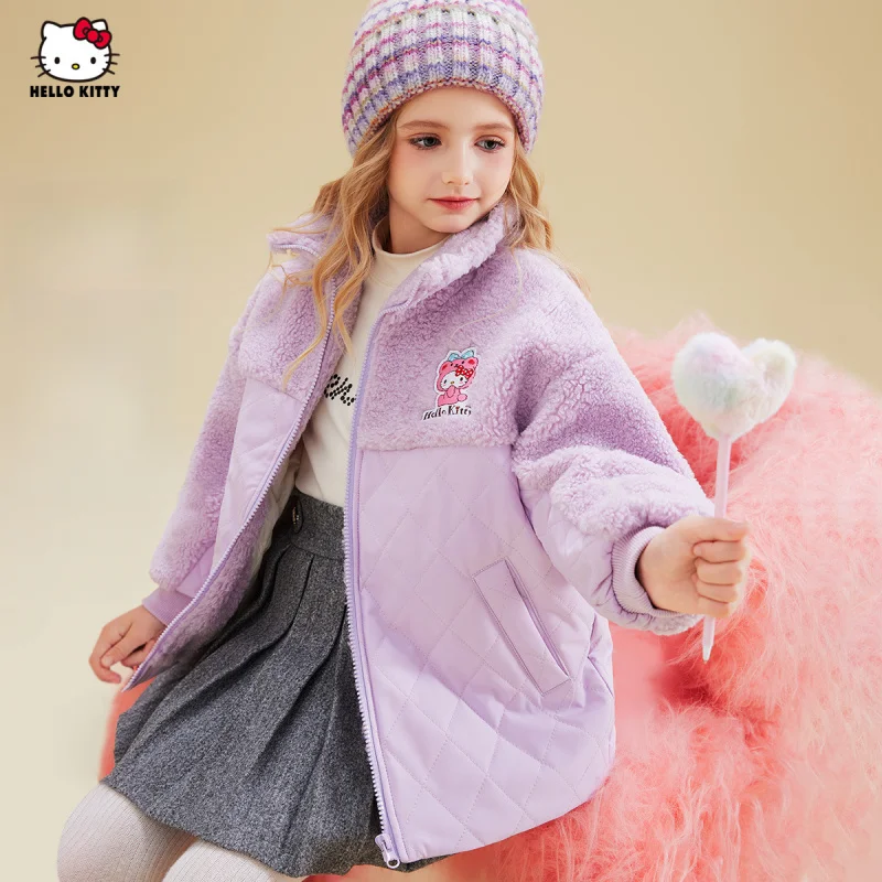 

【Officially authorized】HelloKitty Winter Thickened Jacket New Patchwork Fabric Winter Warm Coat Perfect Christmas、New Year Gift