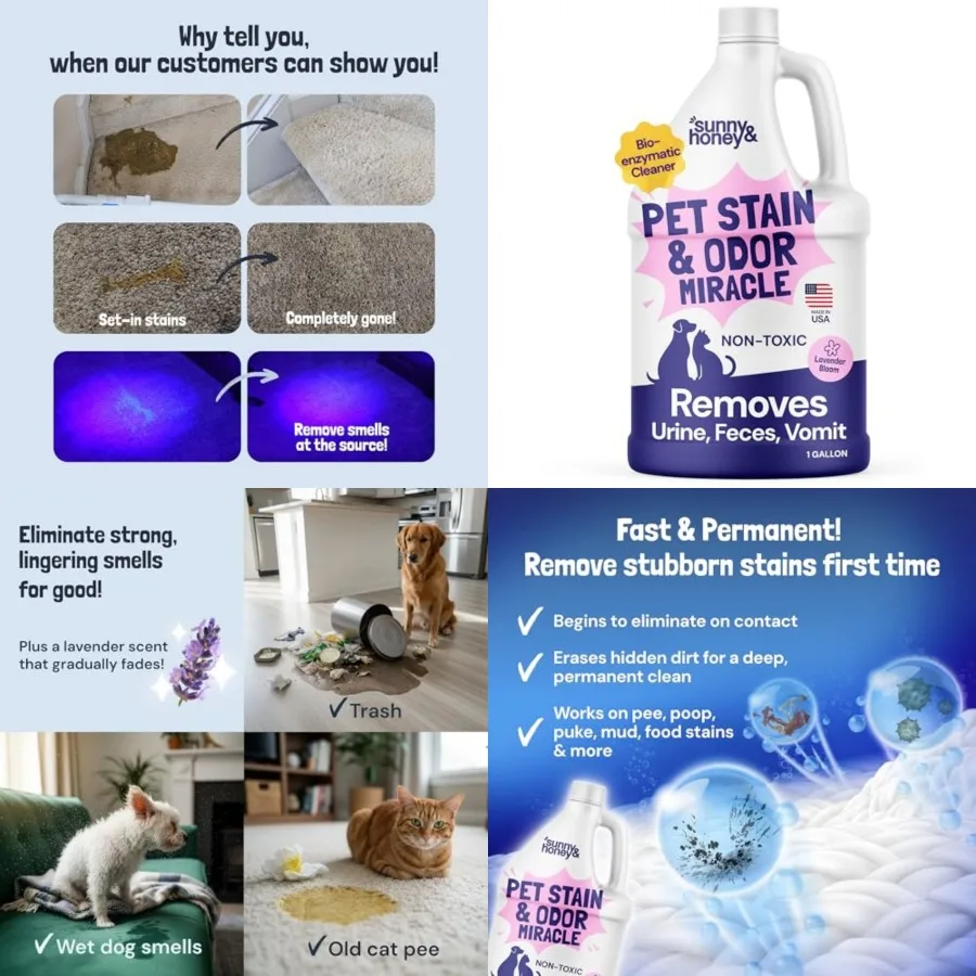 

Pet Stain and Odor Remover - Enzyme Cleaner for Dog Urine and Poop on Carpets and Furniture - Strong Pet Carpet Cleaner Spray 1