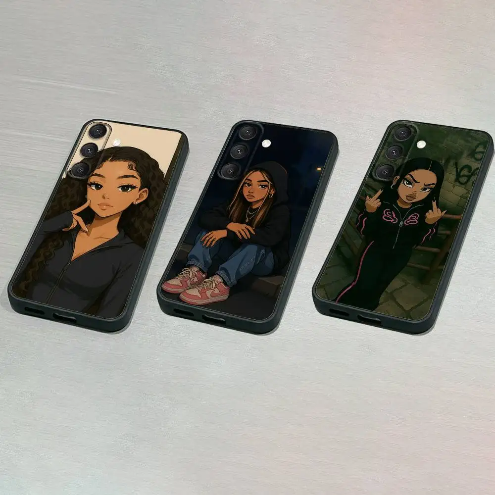 

Afro B-Black G-Girl Phone Case For Samsung S25,S24,S23,S22,S21,S20,S10,Ultra,Plus,Lite,FE,Soft Silicone Black Cover