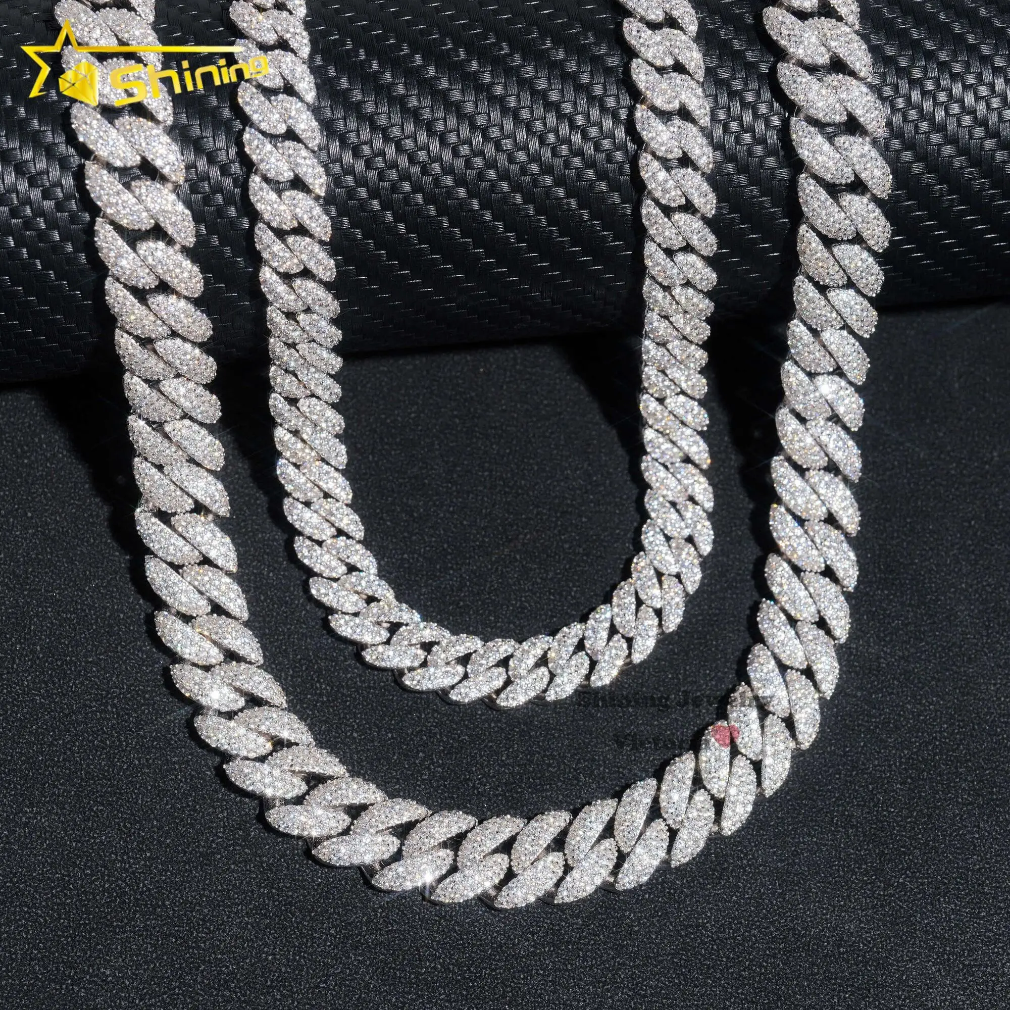 Iced Out Custom Clasp Rapper Jewelry 10MM 13MM 925 Sterling Silver D Color VVS Moissanite Diamond Necklace Cuban Link Chain