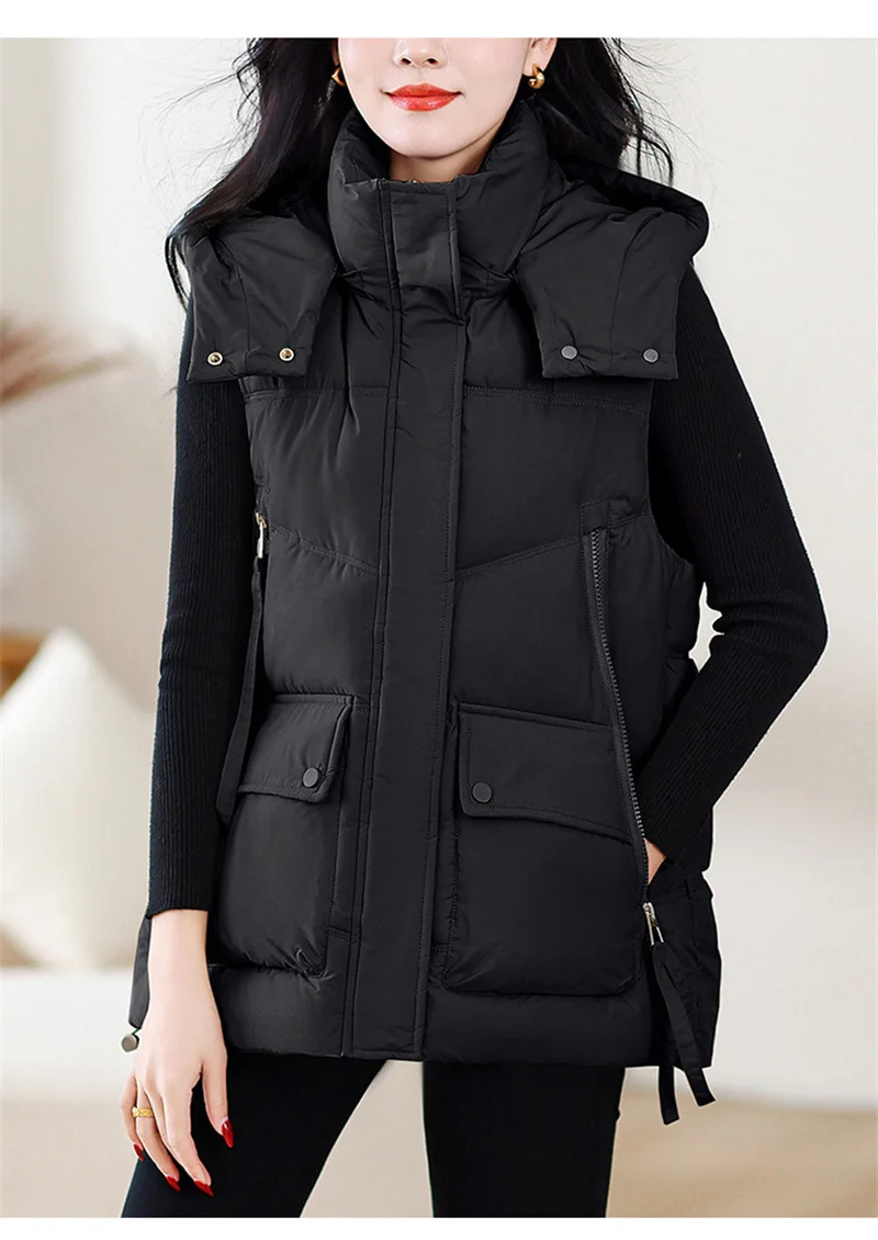 

Пуховый хлопковый жилет, женская осенне-зимняя верхняя одежда с толстыми карманами, куртка, жилет, корейская новая куртка без рукавов, женский жилет, верхняя одежда