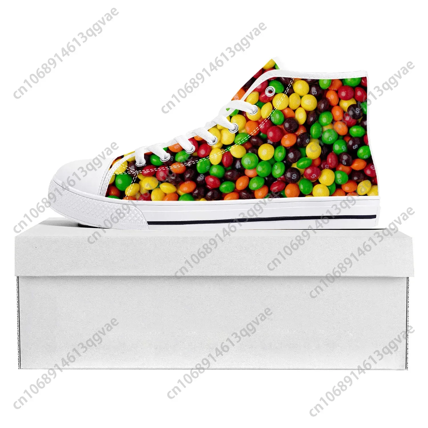 S-skittles f-fruity Candy sepatu kets kualitas tinggi atasan Tinggi Pria Wanita remaja kanvas sepatu kasual pasangan sepatu dibuat sesuai pesanan