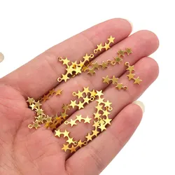 50pcs Stainless Steel Small Star Pendant Flat Charms for DIY Jewelry Making Necklace Bracelet End Tail Charm Material Crafts