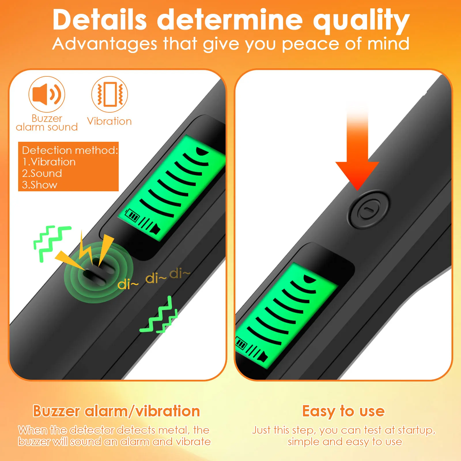 Metal Detector Portable High Sensitivity Metal Detector with Audible and Vibration Alerts 360° Scanning Handheld Metal Detector