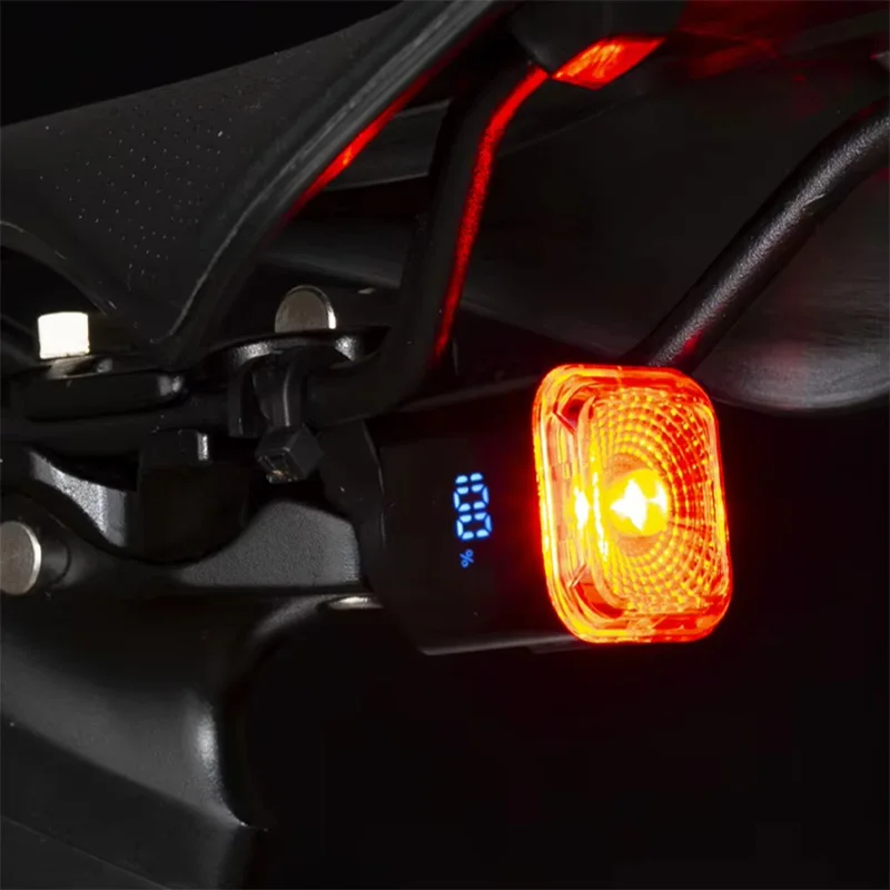 Digital Display Smart Bike Taillight Waterproof Intelligent Sensing Tail Light Cycling Safety Warning Light Bicycle Rear Light