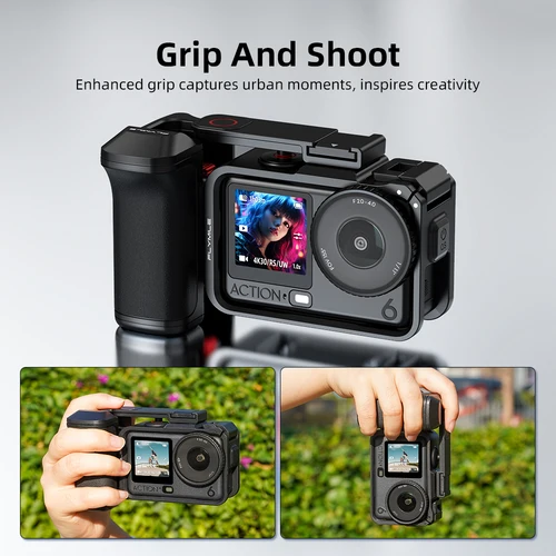 Imagen 2 del producto Kit de Agarre Flymile Street Grip para DJI Osmo Action 6, Soporte de Expansión para Cámara con Botón de Obturación, Accesorios de Funda Protectora