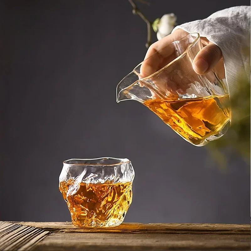 Japanese Style Glass Teacup Transparent Heat-resistant Kung Fu Fair Cup Chahai Creative Teacup Teaware Accessories 2025 New