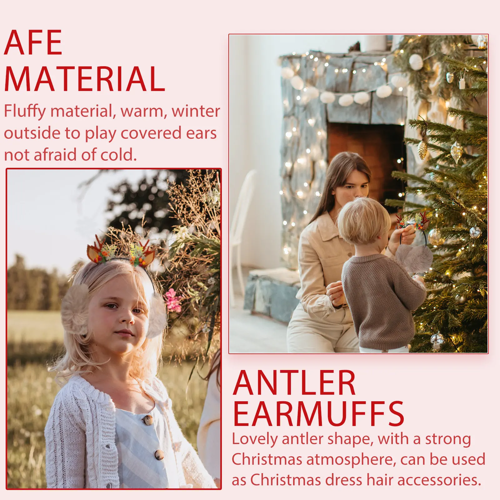 

1 шт. Теплые зимние наушники-повязка на голову с оленьими рожками для женщин, утолщенные, для защиты ушей, декор для волос, повязка на голову, наушники в виде животных