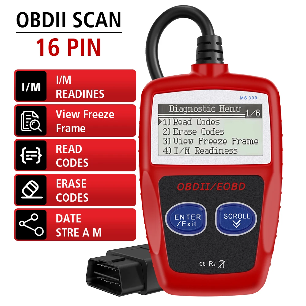 

OBD2 считыватель кодов, цифровой дисплей, OBD 2 сканер, Автомобильные диагностические инструменты, автомобильные аксессуары, код неисправности, чистая универсальная версия