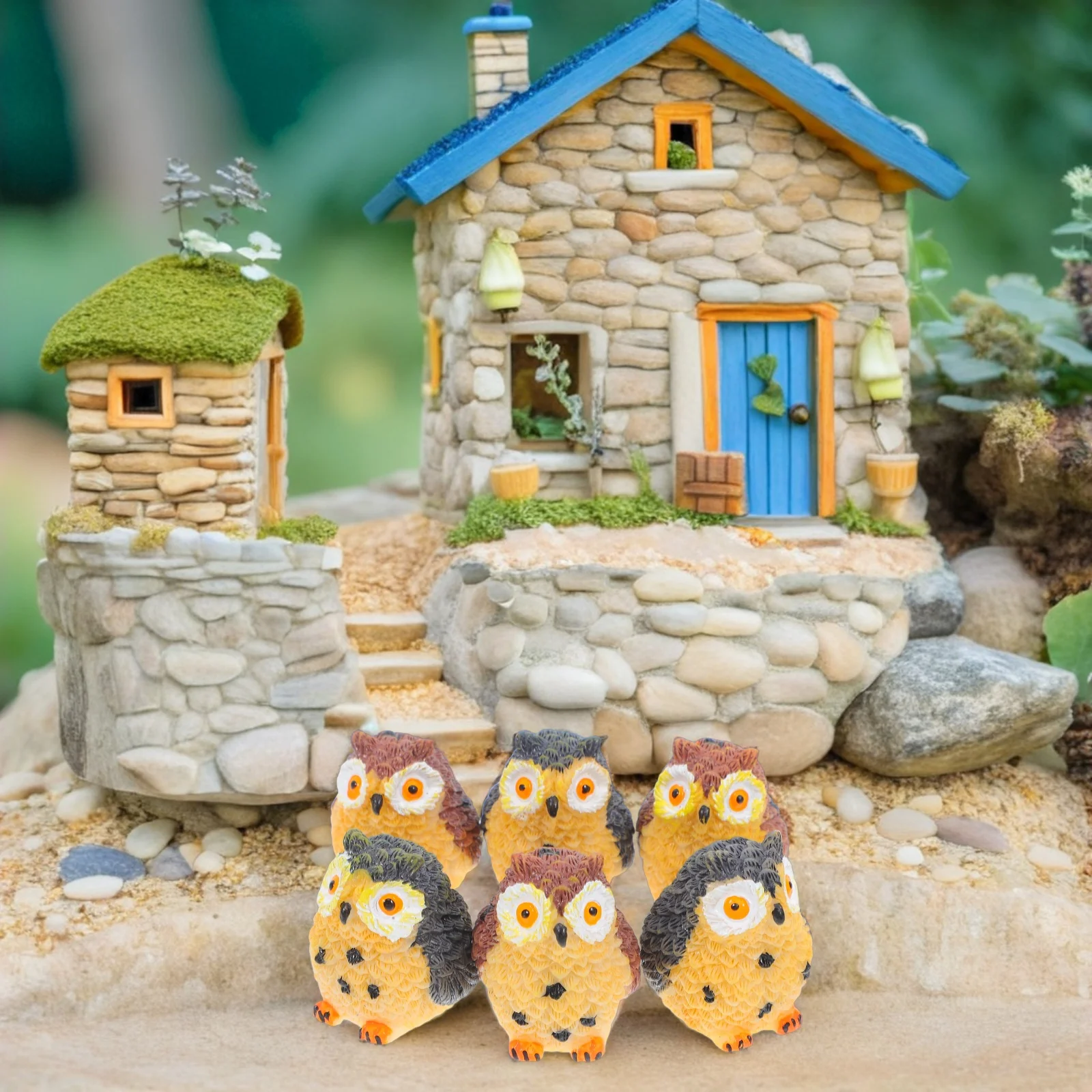 

6Pcs Mini Owl Statue Micro Landscape Decor Adorable Animal for Garden Home Cartoon Ornament Animal Figurines Owl