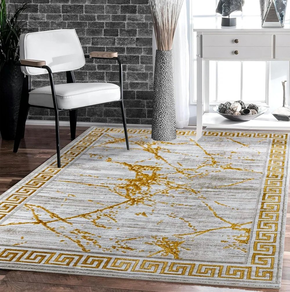 VIKAMA Luxury Abstract Living Room Rug Non-Slip, Stain-Resistant Indoor Area Rug Dining Room & Lounge Carpet Home Decor
