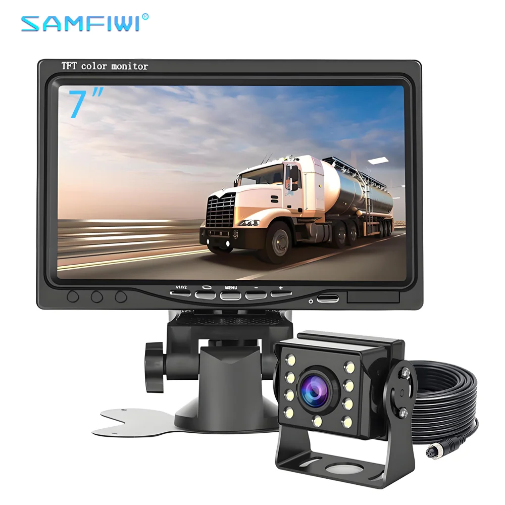 

7 Inch IPS Screen AHD Car CCTV Monitor with Starlight Night Vision Reverse Backup Rear View AHD Camera for Car Trucks Bus