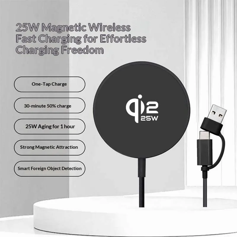 

Qi2.2 25W Magnetic Wireless Charger Pad PD Type C USB Phone Fast Charging Dock Station for Samsung iPhone 17-12 Pro Max