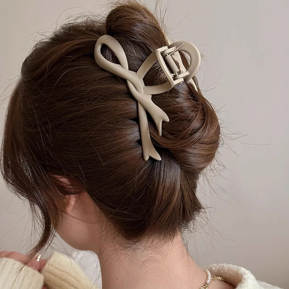 New Matte Hair Clips Vintage Ribbon Bow Hair Claws Crab Headwear Hairpins Shark Ponytail For Women Hair Accessories Barrettes image 3