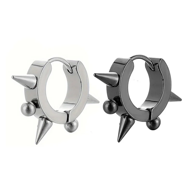 1 Paar Punk-Ohrstecker aus Edelstahl, schwarz/stahlfarben, Ohrringe-Set für Männer und Frauen, Vintage-Hip-Hop-Piercing-Ohrschmuck
