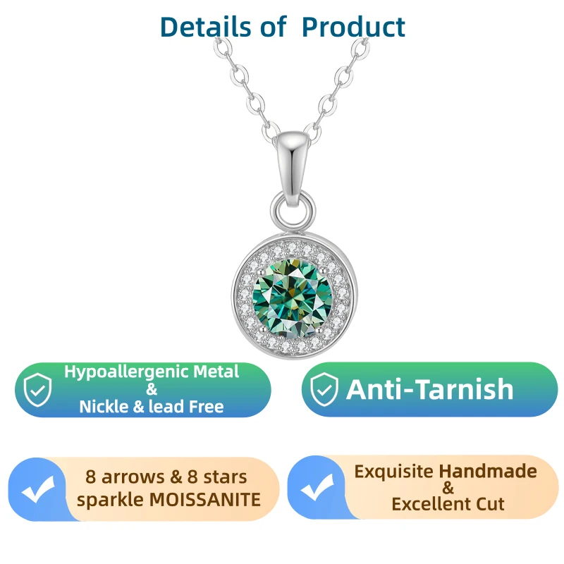 

Hypoallergenic necklace, moissanite necklace for women, jewelry for women, high quality jewelry, Bohemian, christmas gift for