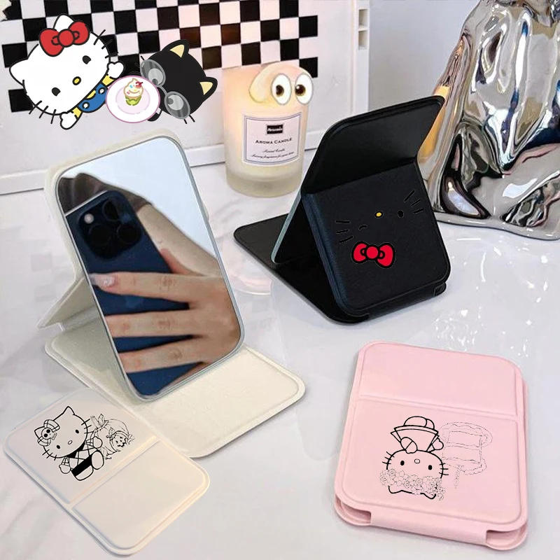 

Sanrio Hello Kitty Desktop Makeup Mirror Simple Portable Mini Handheld Pocket Mirror Foldable Student Anime Cute Folding Mirror