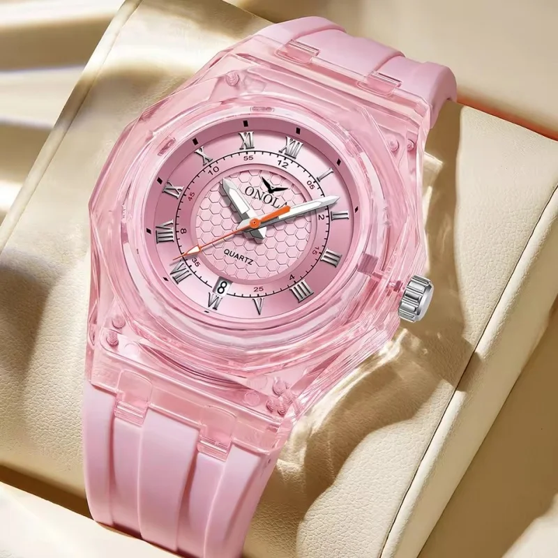 ONOLA 3857 클래식 패션 남성과 여성 커플 쿼츠 시계 방수 야간 조명 달력 날짜 레저 학생 시계 선물