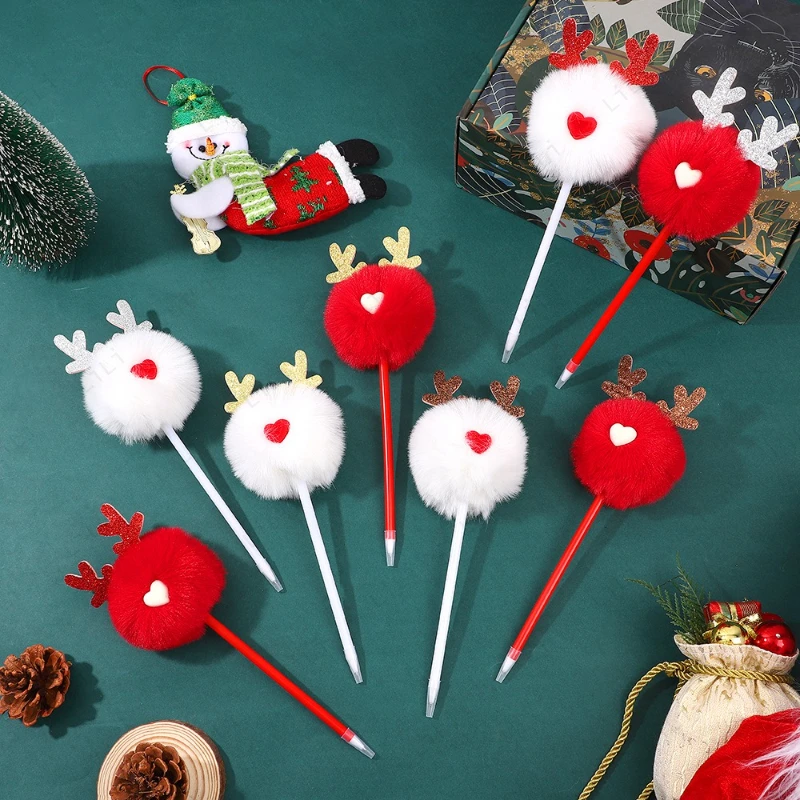 Weihnachten Serie Kreative Plüsch Kugelschreiber Santa Claus Schneemann Rentier Cartoon Stift Urlaub Geschenk kinder Schreibwaren