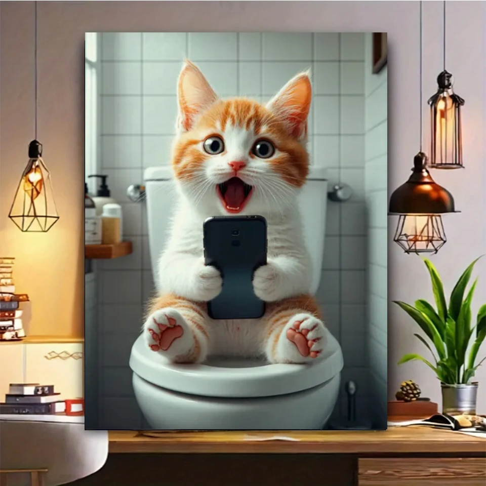 DIY 5D Diamond Painting Laughing Fat Cat with Fun and Humorous Kitten Diamond Mosaic Full Drill Cross Stitch Rhinestone Pictures