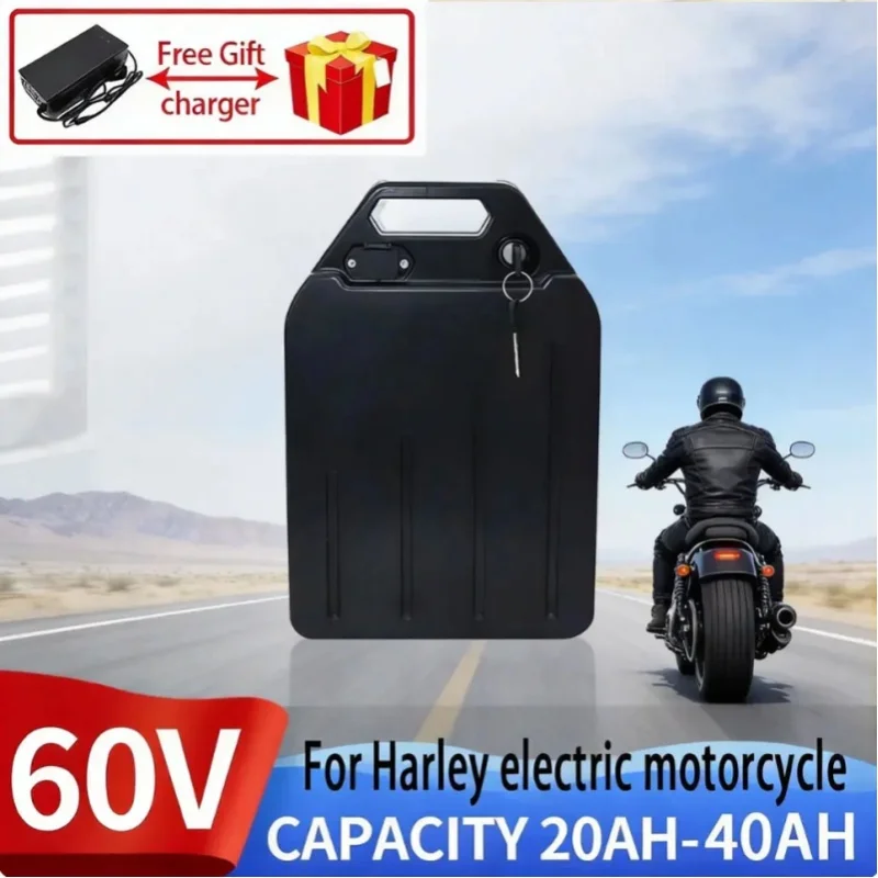 60V 40Ah Li-Ionen-Akku für Elektromotorräder, 2000W, für Harley zweirädrigen, faltbaren Citycoco Elektroroller, kostenloses Ladegerät