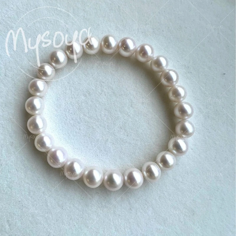 

MYSOYA 8-9mm White Freshwater Pearl Bracelet, with Gift Box, for Her/ Him, Birthday, Wedding, Anniversary, Mother's Day A0091