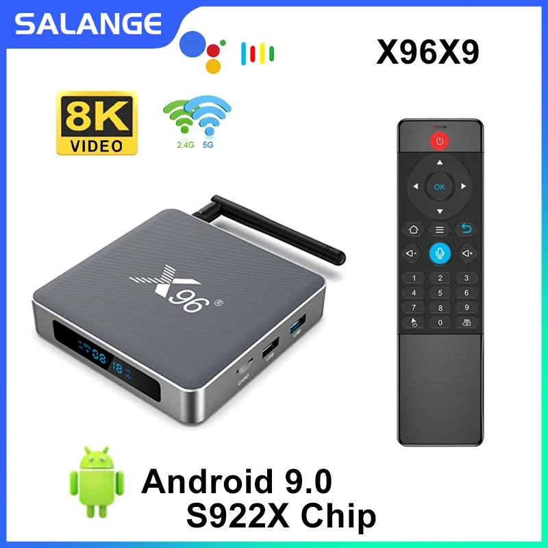 

Salange X96 X9 Amlogic S922X Android TV Box 4GB RAM 32GB ROM Support 8K USB3.0 Dual Wifi Smart TVBox Set Top Box Media Player