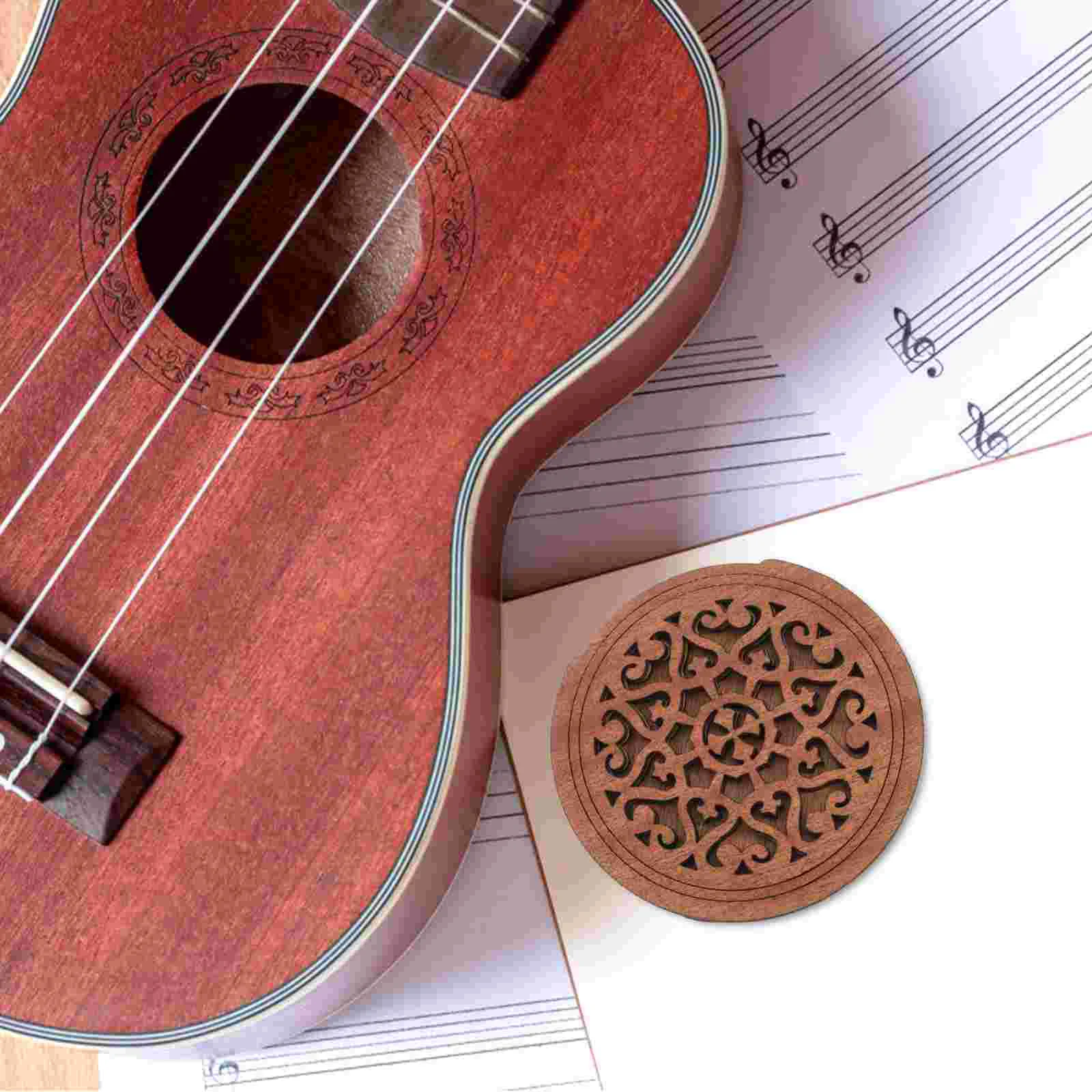 Acoustic Guitar Sound Hole Cover Resonator Parts Lute Wooden Soundhole Light Brown Covers for Guitars Insert