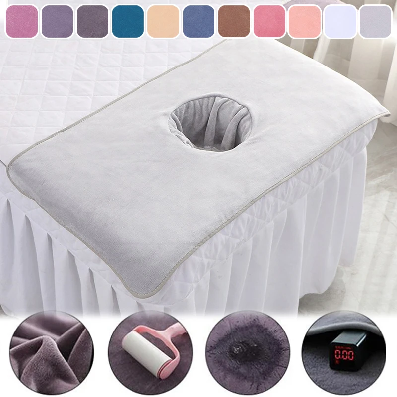 Thickened SPA Massage Table Towel with Face Hole Push 40x80cm Superfine Fiber Bandana Cover for Beauty Salon Home Hotel Therapy