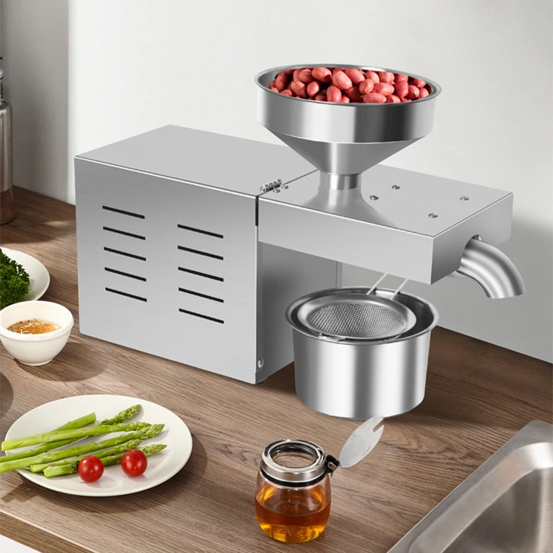 ماكينة ضغط الزيت الأوتوماتيكية متعددة الوظائف R3 ماكينة ضغط الزيت المنزلية الصغيرة المصنوعة من الفولاذ المقاوم للصدأ 500-1500 وات زيت الفول السوداني/زيت السمسم