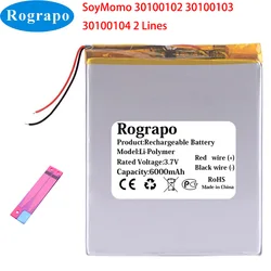 New 3.7V 6000mAh SoyMomo 30100102 30100103 30100104 Tablet Battery 2 Wires