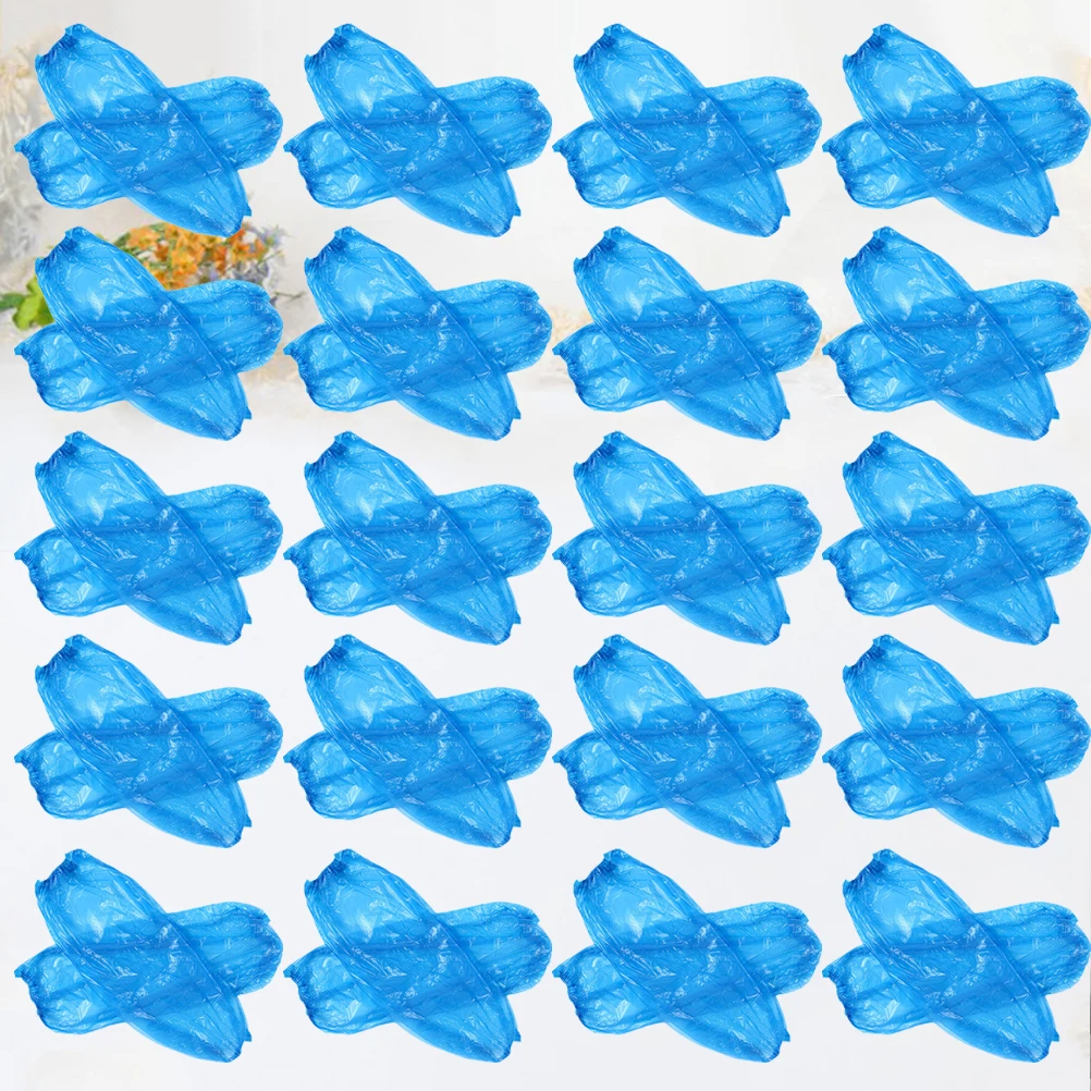 

100 Pcs Waterproof Sleeve Oilproof Arm Sleeves Cleaning Disposable Kitchen Blue