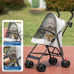Breathable Folding Pet Cart Lightweight Dog Walking Umbrella Cart Multifunctional Cat Outdoor Trolley With 360 °Universal Wheels