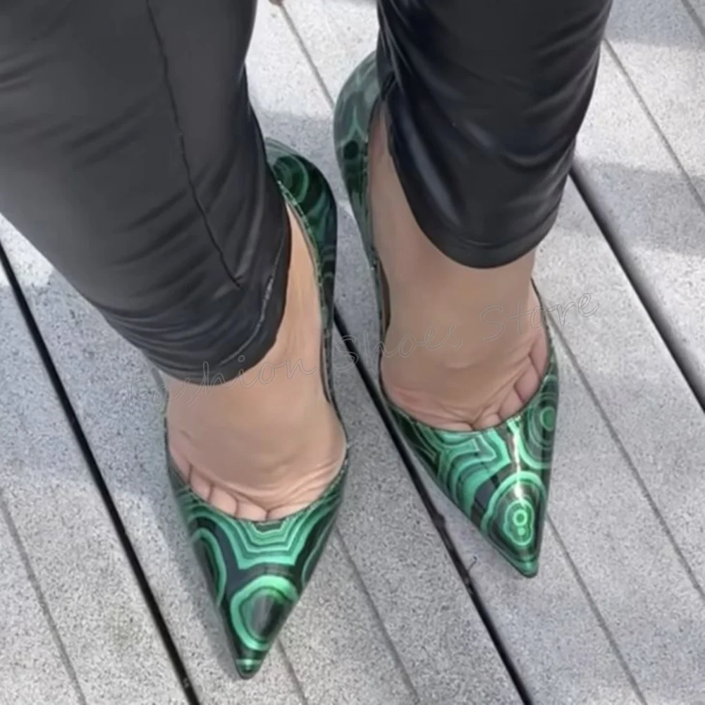 Groene Afdrukken Puntschoen Pompen Sexy Stiletto Hoge Hakken Hoge Hak Schoenen voor Vrouwen Mode Hakken 2023 Nieuwe Zapatos Para Mujere