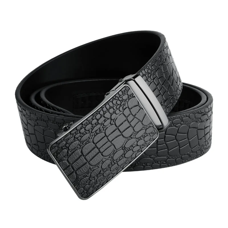 Men Genuine Leather Belts Crocodile Pattern Automatic Buckle Belts for Men Brand Luxury High Quality Business Strap