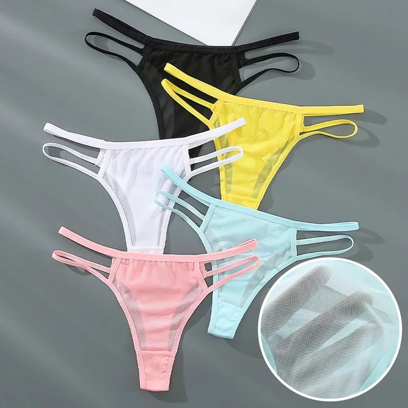 

CINVIK 3PCS Women Panties Thongs Female Sexy Underwear Breathable Underpants Hollow Seamless Ladies Briefs G-string Temptation